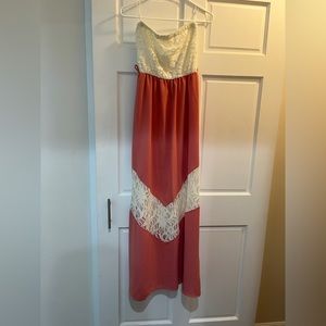 Adorable pink and lace strapless dress